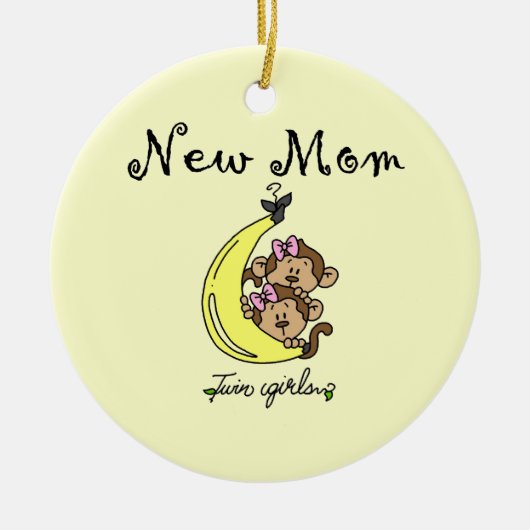 双子の女の子の新しいママのプレゼント セラミックオーナメント (正面)