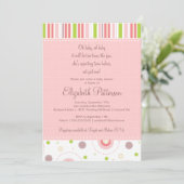 双子の女の子の楽しいベビーシャワー招待状のパターン 招待状 (スタンド正面)