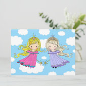 双子の女の子の誕生日パーティーの招待状 招待状 (スタンド正面)