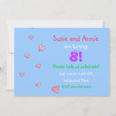 双子の女の子の誕生日パーティーの招待状 招待状 (裏面)