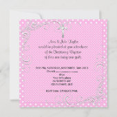 双子の女の子の赤ちゃんの洗礼 ピンク 招待状 (裏面)