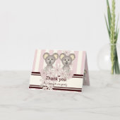 双子の女の子の赤ちゃんシャワー / 誕生日お礼カード サンキューカード (正面)