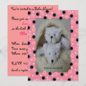 双子の女の子 クマ 赤ちゃんシャワーの招待状 招待状 (正面/裏面)