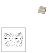 双子の女の子 クマ 赤ちゃん ジャンプスーツ 1x1 ラバースタンプ (押印)