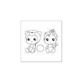 双子の女の子 クマ 赤ちゃん ジャンプスーツ 1x1 ラバースタンプ (インプリント)