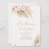 双子の女の子 パンパス グラス ボヘミアンデザート ベイビーシャワー 招待状 (正面)