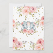 双子の女の子 ベビーシャワー 招待状 花のエレファント (裏面)