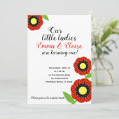 双子の女の子ANY AGE ladybug誕生日パーティーのピクニック 招待状 (スタンド正面)