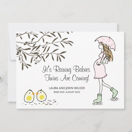 双子の妊娠した母と傘 案内状 (正面)