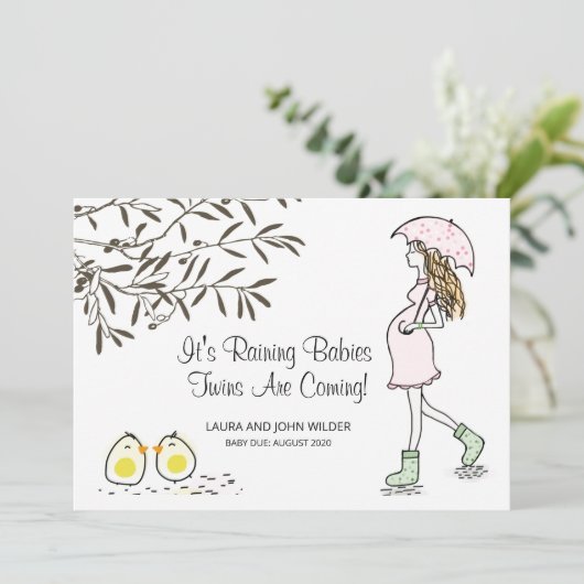 双子の妊娠した母と傘 案内状 (スタンド正面)