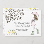 双子の妊娠した母と傘 案内状 (正面/裏面)