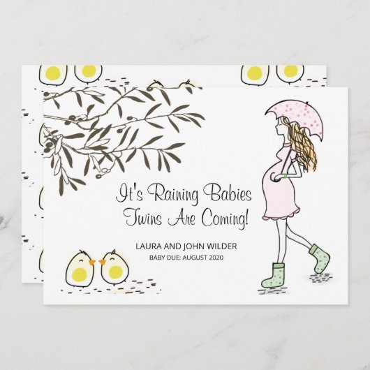 双子の妊娠した母と傘 案内状 (正面/裏面)