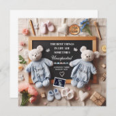 双子の妊娠の告知デジタル 案内状 (正面/裏面)