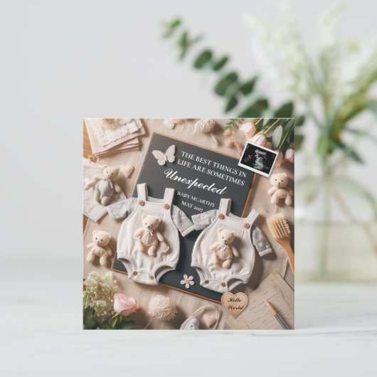 双子の妊娠の発表デジタルベビーの暴露 案内状 (スタンド正面)