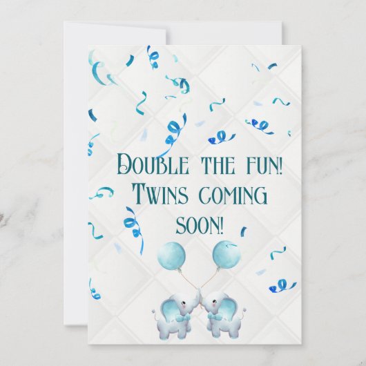 双子の妊娠2倍の喜びの発表 招待状 (正面)