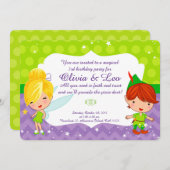 双子の妖精パーティー招待状 招待状 (正面/裏面)