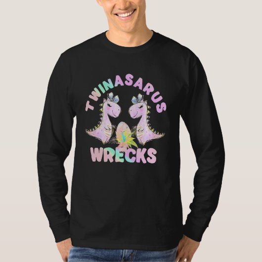 双子の姉妹の恐竜twinasaurus難破卵Tレックス Tシャツ (正面)