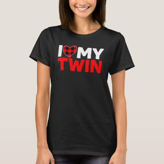 双子の姉妹兄弟おそろいデザインが好き Tシャツ (正面)