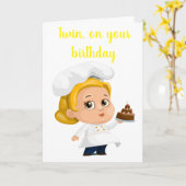 「双子の姉妹調理師**誕生日がお願いします カード (黄色い花)