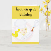 「双子の姉妹調理師**誕生日がお願い カード (黄色い花)
