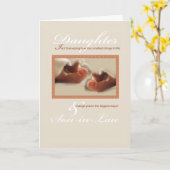 双子の娘と義理の息子のベビー足祝い カード (黄色い花)