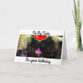 「双子の子犬」が救済望む「双子」最高の誕生日 カード (正面)