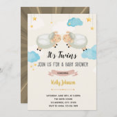 双子の子羊のシャワーの招待 サンキューカード (正面/裏面)