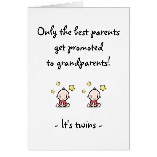 双子の孫、祖父母おめでとう (正面)