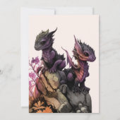 双子の小さなドラゴンたちのベイビーシャワー 招待状 (裏面)