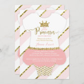 双子の小さなプリンセスシャワー招待状, 偽のグリッター 招待状 (正面/裏面)