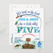 双子の小さな漁師がテーマを5番目の魚と同盟 インビテーションポストカード (正面/裏面)