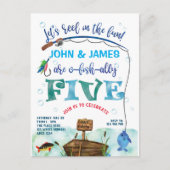 双子の小さな漁師がテーマを5番目の魚と同盟 インビテーションポストカード (正面)