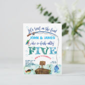 双子の小さな漁師がテーマを5番目の魚と同盟 インビテーションポストカード (スタンド正面)