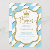 双子の小さな王子様のシャワー招待状、擬似グリッター 招待状 (正面/裏面)