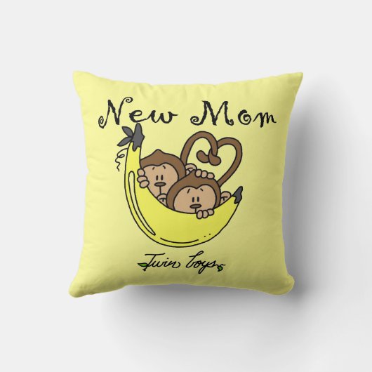双子の少年たち新しい母の贈り物 クッション (裏面)