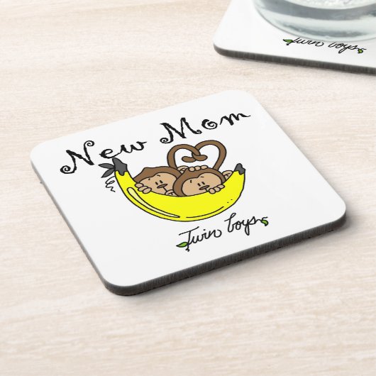 双子の少年たち新しい母の贈り物 コースター (左側)