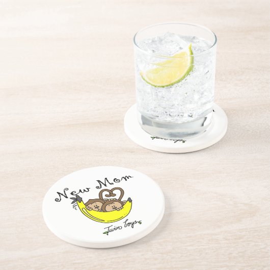 双子の少年たち新しい母の贈り物 コースター (側面)