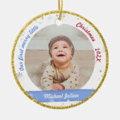 双子の少年たち私たちの最初のメリー小さなクリスマス セラミックオーナメント (正面)