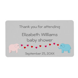 双子の少年と女の子の象の水のボトルの好意 ラベル