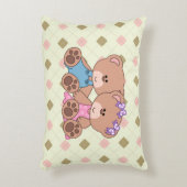双子の少年と少女のクマ アクセントクッション (正面(垂直))