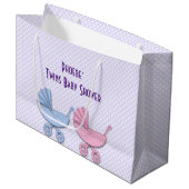 双子の少年と少女の水玉模様 ラージペーパーバッグ (正面アングル)