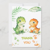 双子の少年のための恐竜の最初の誕生日招待状 招待状 (裏面)