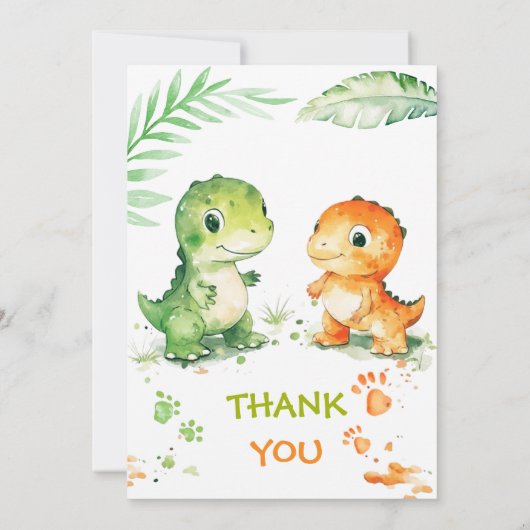 双子の少年のための恐竜の最初の誕生日招待状 招待状 (裏面)