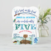 双子の少年の小さな漁師の魚釣りをテーマに5th 招待状 (スタンド正面)