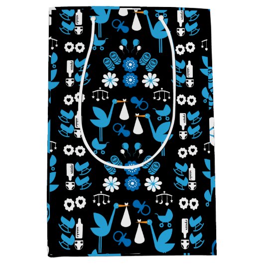 双子の少年の茎の配達ブルー ミディアムペーパーバッグ (正面)