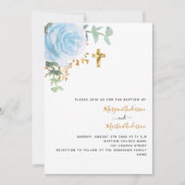 双子の少年の青いフローラ写真バプテスマ 招待状 (正面)