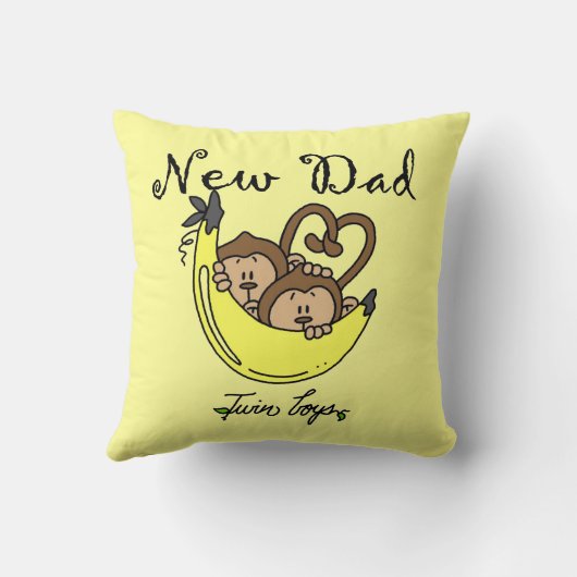 双子の少年サル新しい父の贈り物 クッション (裏面)