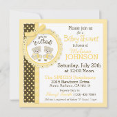 双子の少年テディベアーズがベビーシャワーを結ぶ 招待状 (裏面)