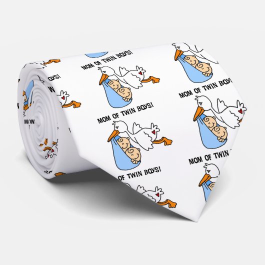双子の少年ママ – コウノトリTシャツとギフト ネクタイ (ロール)