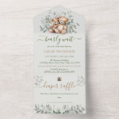 双子の性別問わないテディベア赤ちゃんベビーシャワー オールインワン招待状 (内側)